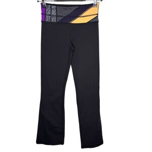 LULULEMON Flare Yoga Pants 2 Tall Black Multicolor Waistband Athletic Pant
